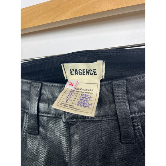 NEW L'agence Akira Ultra High Rise Skinny Jeans Women's Noir Coated Size: 24 - Picture 5 of 9